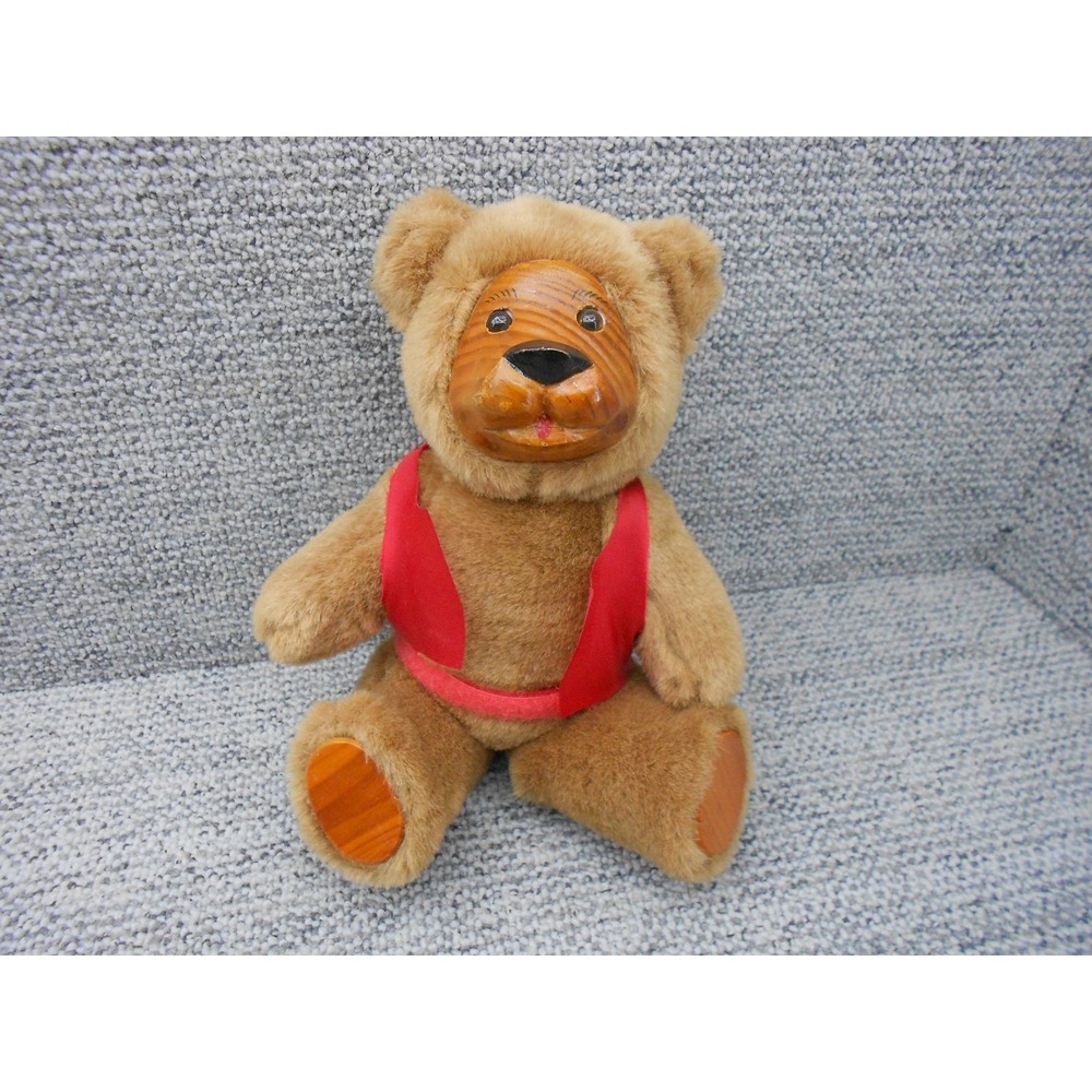 FTD Collector's Series 10" Wooden Face Feet Vest Articulated Bear Plush Animal
